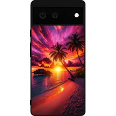 Coque Google Pixel 6 - Silicone rigide noir Maldives Dusk Bliss