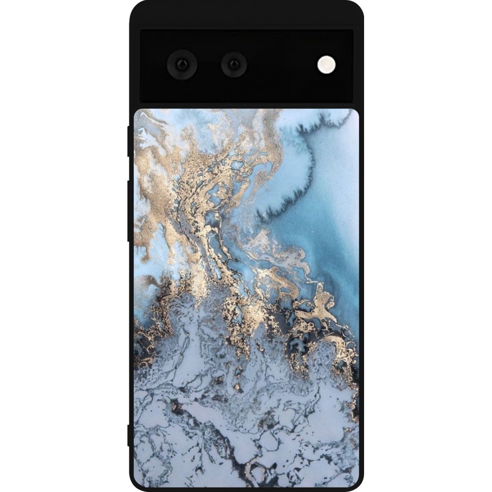 Coque Google Pixel 6 - Silicone rigide noir Marble 04