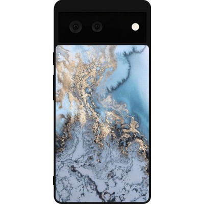 Coque Google Pixel 6 - Silicone rigide noir Marble 04