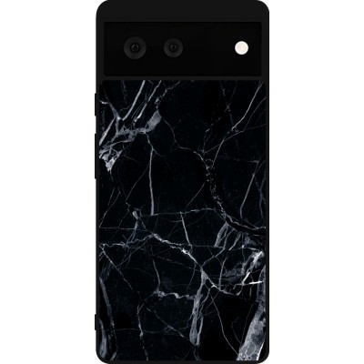 Coque Google Pixel 6 - Silicone rigide noir Marble Black 01