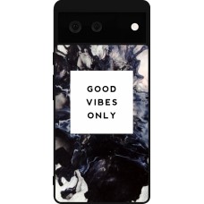 Coque Google Pixel 6 - Silicone rigide noir Marble Good Vibes Only