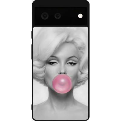 Coque Google Pixel 6 - Silicone rigide noir Marilyn Bubble