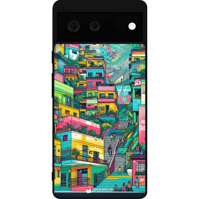 Coque Google Pixel 6 - Silicone rigide noir Medellin Comuna 13 Art