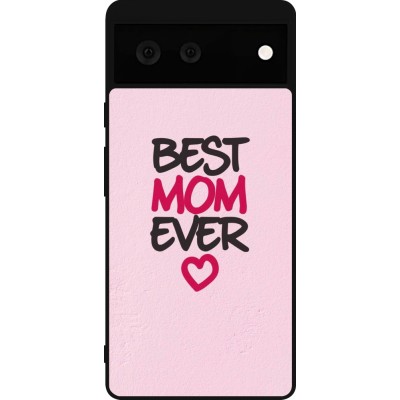 Coque Google Pixel 6 - Silicone rigide noir Mom 2023 best Mom ever pink