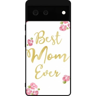 Coque Google Pixel 6 - Silicone rigide noir Mom 2024 best Mom ever