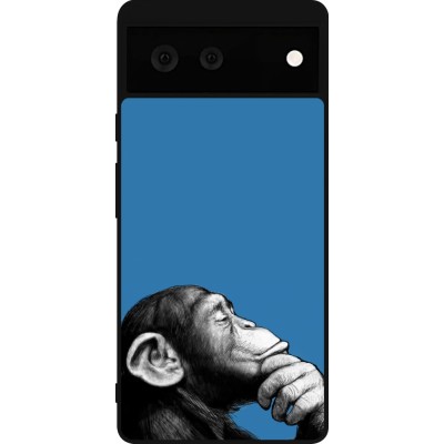 Coque Google Pixel 6 - Silicone rigide noir Monkey Pop Art