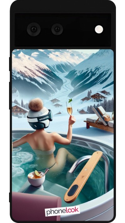 Coque Google Pixel 6 - Silicone rigide noir Montagne Glamour Jacuzzi