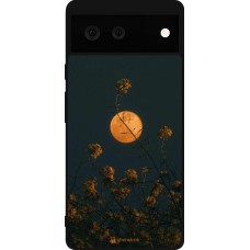 Coque Google Pixel 6 - Silicone rigide noir Moon Flowers