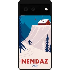 Coque Google Pixel 6 - Silicone rigide noir Nendaz Cabane Ski