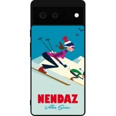 Coque Google Pixel 6 - Silicone rigide noir Nendaz Ski Downhill