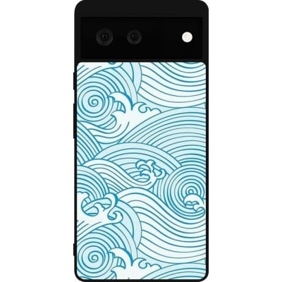 Coque Google Pixel 6 - Silicone rigide noir Ocean Waves