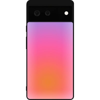 Coque Google Pixel 6 - Silicone rigide noir Orange Pink Blue Gradient