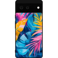 Coque Google Pixel 6 - Silicone rigide noir Palms Blue