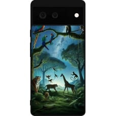 Coque Google Pixel 6 - Silicone rigide noir Paradis des animaux exotiques