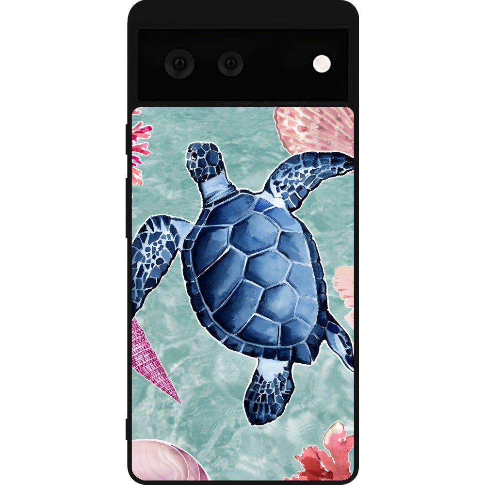 Coque Google Pixel 6 - Silicone rigide noir Preppy Turtle