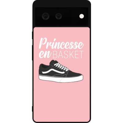 Coque Google Pixel 6 - Silicone rigide noir princesse en basket