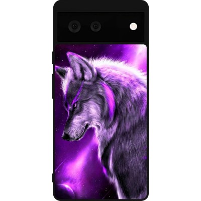 Coque Google Pixel 6 - Silicone rigide noir Purple Sky Wolf