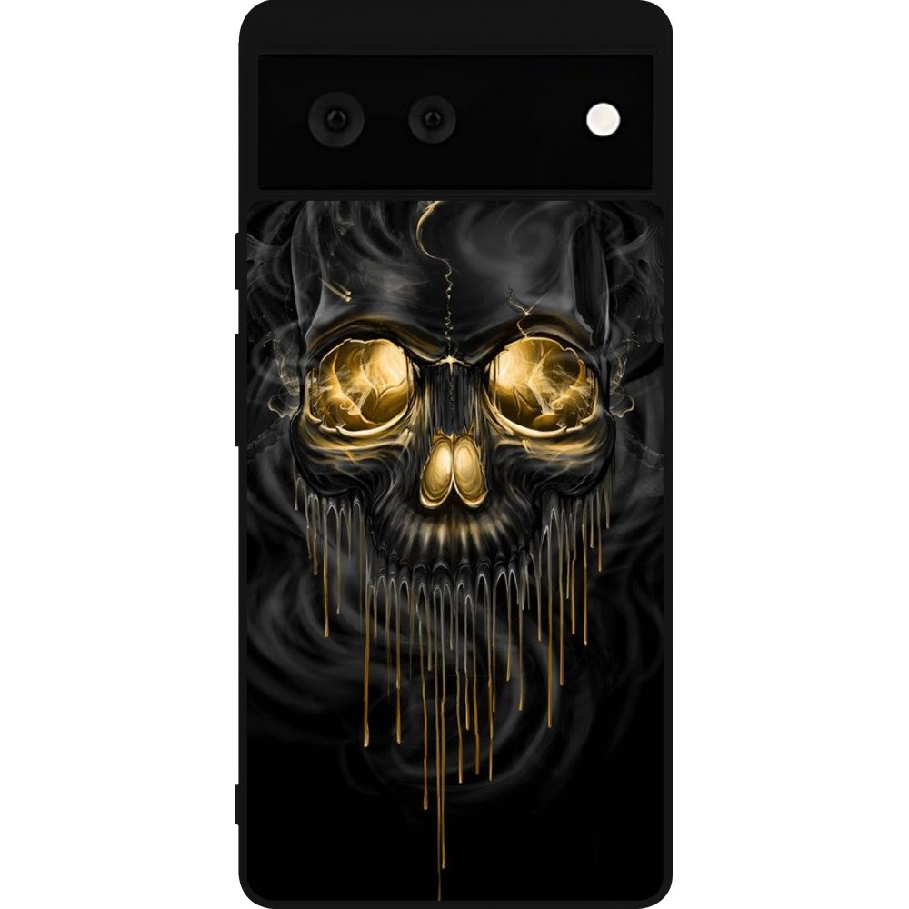 Coque Google Pixel 6 - Silicone rigide noir Skull 02