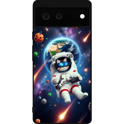 Coque Google Pixel 6 - Silicone rigide noir VR SpaceCat Odyssey