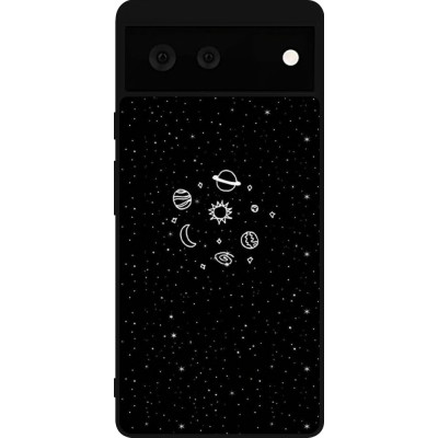 Coque Google Pixel 6 - Silicone rigide noir Space Doodle