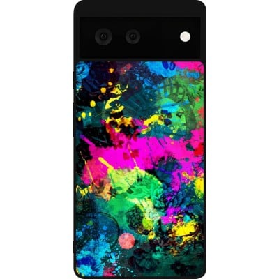 Coque Google Pixel 6 - Silicone rigide noir Splash paint