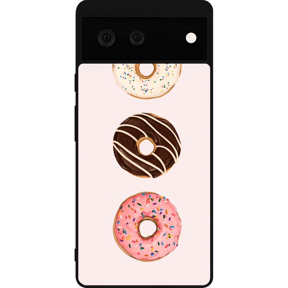 Coque Google Pixel 6 - Silicone rigide noir Spring 23 donuts