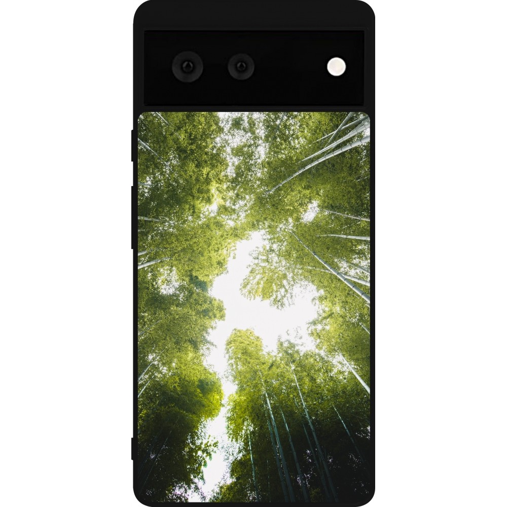 Coque Google Pixel 6 - Silicone rigide noir Spring 23 forest blue sky