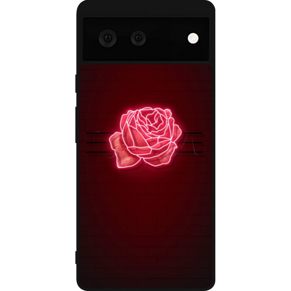 Coque Google Pixel 6 - Silicone rigide noir Spring 23 neon rose