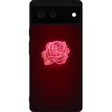 Coque Google Pixel 6 - Silicone rigide noir Spring 23 neon rose