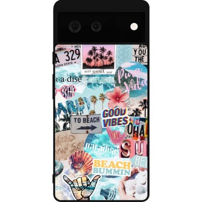 Coque Google Pixel 6 - Silicone rigide noir Summer 20 collage