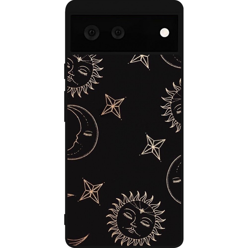 Coque Google Pixel 6 - Silicone rigide noir Suns and Moons