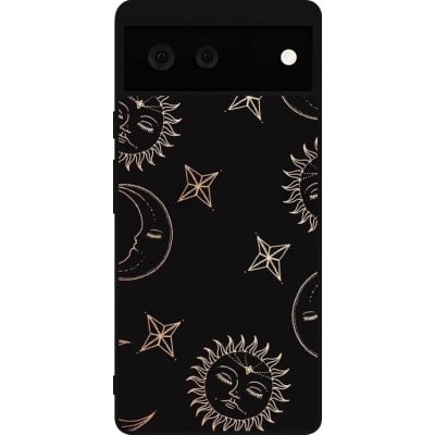 Coque Google Pixel 6 - Silicone rigide noir Suns and Moons