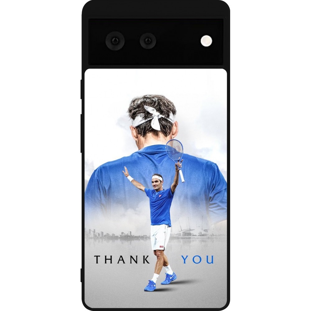 Coque Google Pixel 6 - Silicone rigide noir Thank you Roger