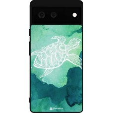 Coque Google Pixel 6 - Silicone rigide noir Turtle Aztec Watercolor