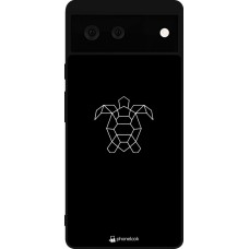 Coque Google Pixel 6 - Silicone rigide noir Turtles lines on black