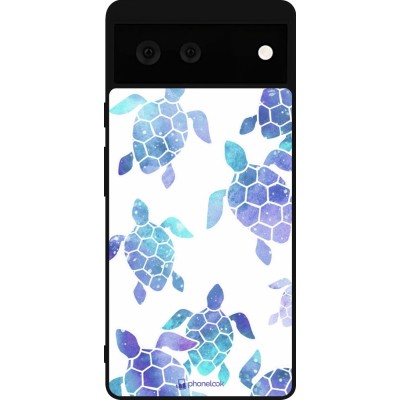 Coque Google Pixel 6 - Silicone rigide noir Turtles pattern watercolor