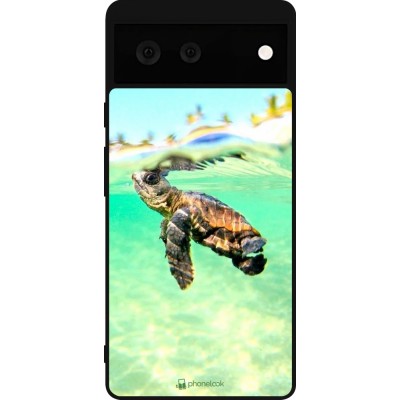 Coque Google Pixel 6 - Silicone rigide noir Turtle Underwater