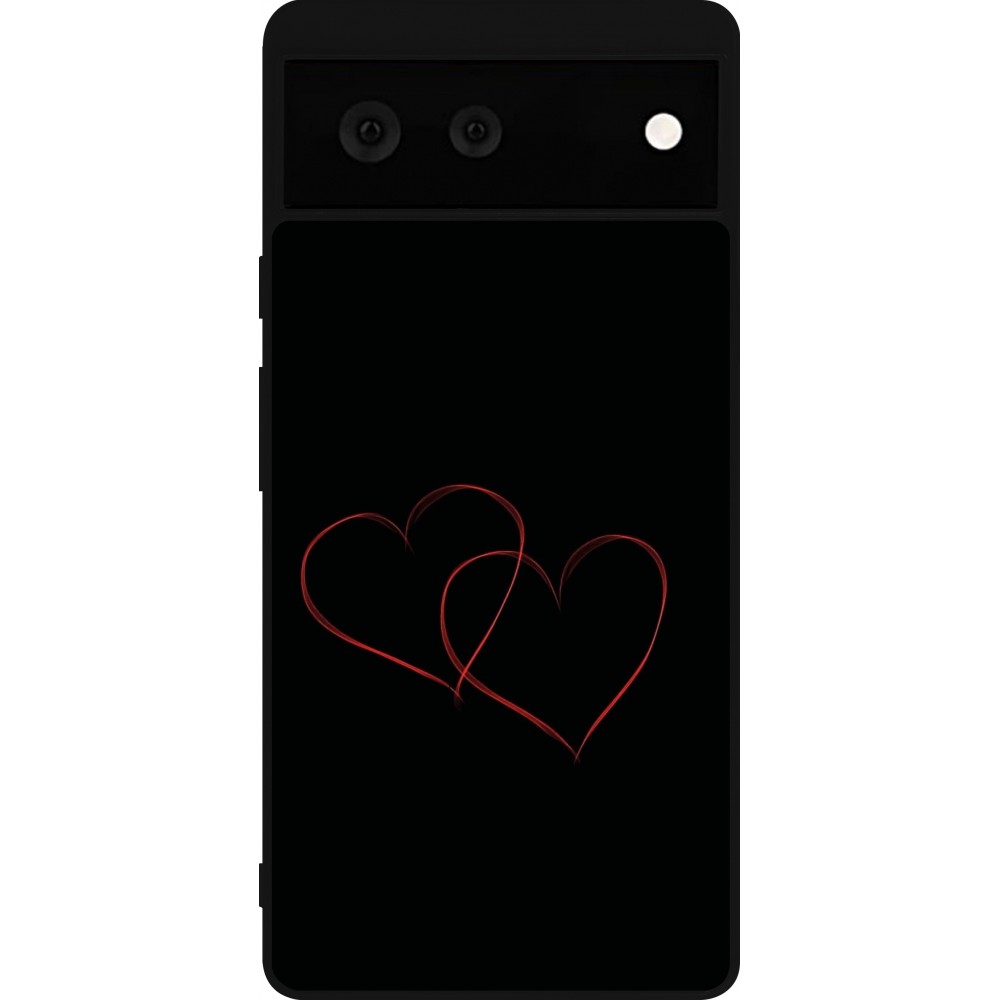 Coque Google Pixel 6 - Silicone rigide noir Valentine 2023 attached heart