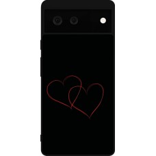 Coque Google Pixel 6 - Silicone rigide noir Valentine 2023 attached heart