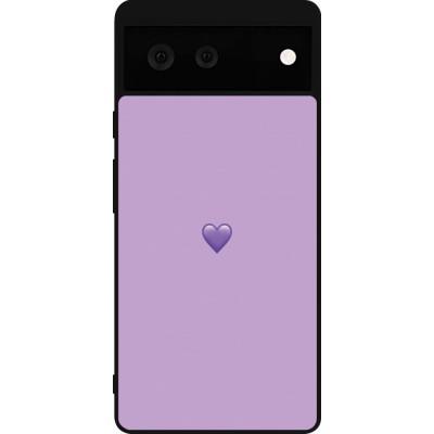 Coque Google Pixel 6 - Silicone rigide noir Valentine 2023 purpule single heart