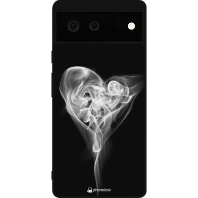 Coque Google Pixel 6 - Silicone rigide noir Valentine 2022 Black Smoke