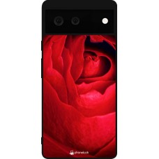 Coque Google Pixel 6 - Silicone rigide noir Valentine 2022 Rose