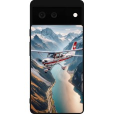 Coque Google Pixel 6 - Silicone rigide noir Vol Alpin Suisse