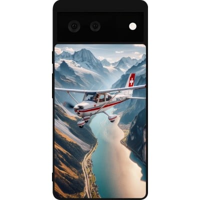 Coque Google Pixel 6 - Silicone rigide noir Vol Alpin Suisse