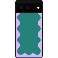 Coque Google Pixel 6 - Silicone rigide noir Wavy Rectangle Green Purple