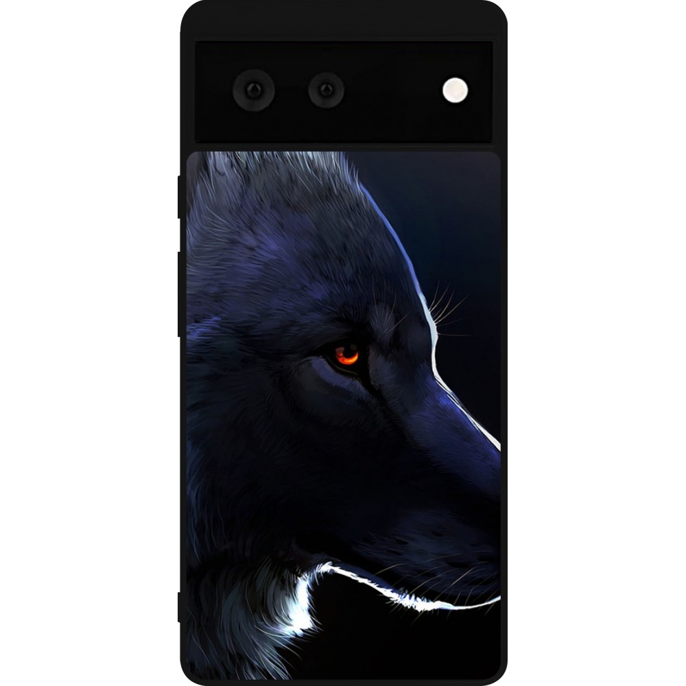 Coque Google Pixel 6 - Silicone rigide noir Wolf Shape