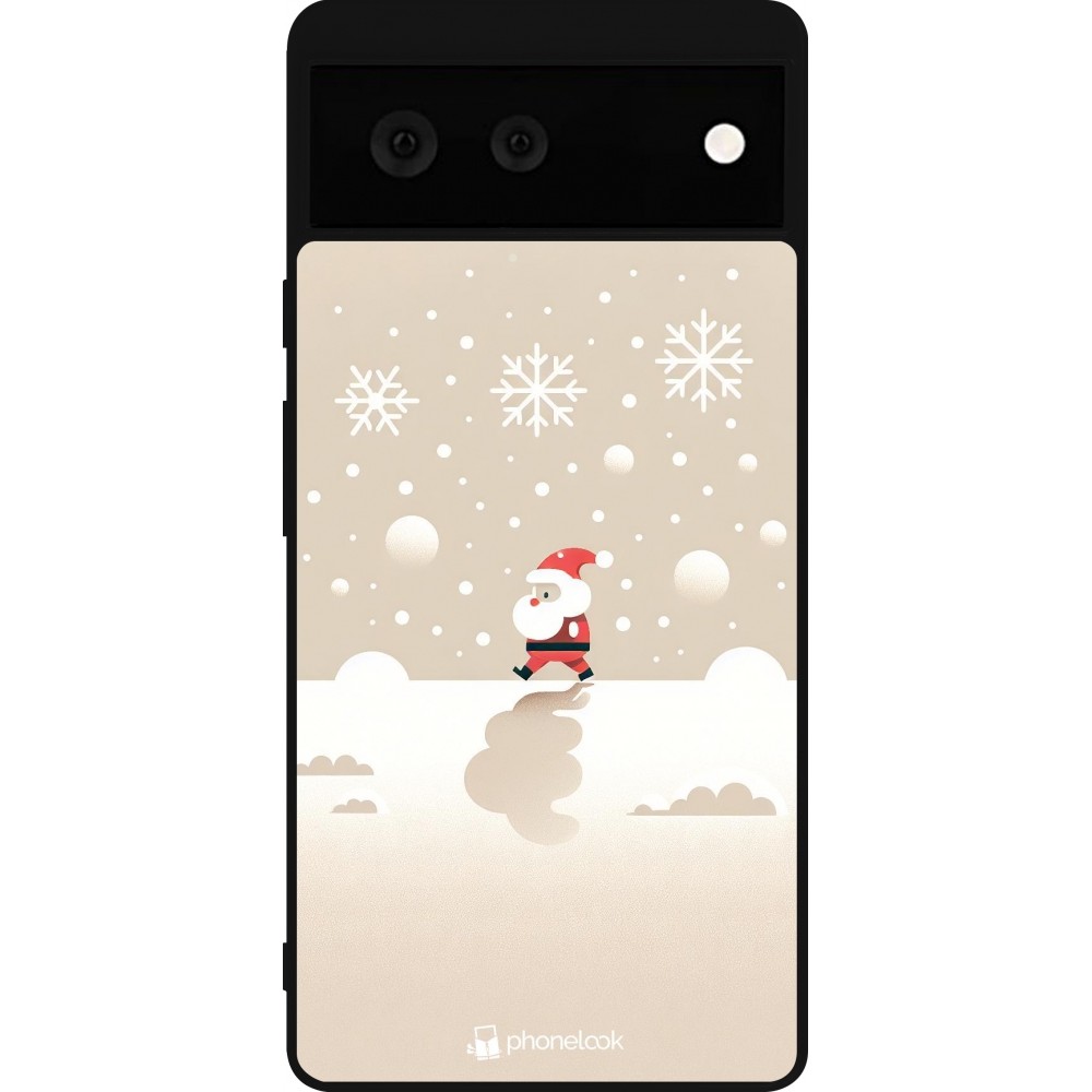 Coque Google Pixel 6 - Silicone rigide noir Noël 2023 Minimalist Santa