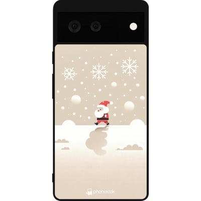 Coque Google Pixel 6 - Silicone rigide noir Noël 2023 Minimalist Santa