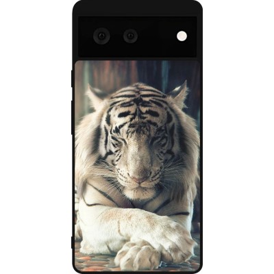 Coque Google Pixel 6 - Silicone rigide noir Zen Tiger