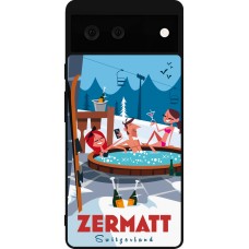 Coque Google Pixel 6 - Silicone rigide noir Zermatt Mountain Jacuzzi